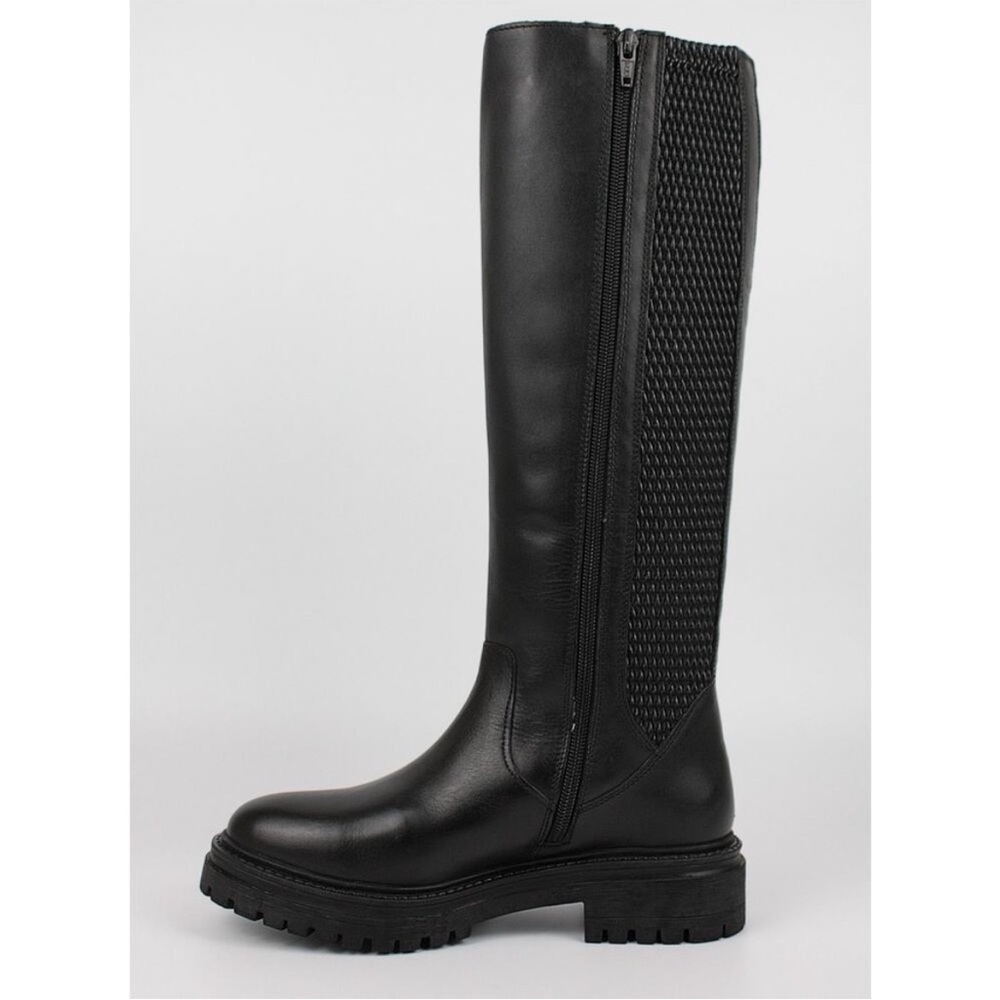 Geox Iridea Black Leather Lug Sole Boots Size 37 Women’s Designer Comfort - Picture 3 of 9